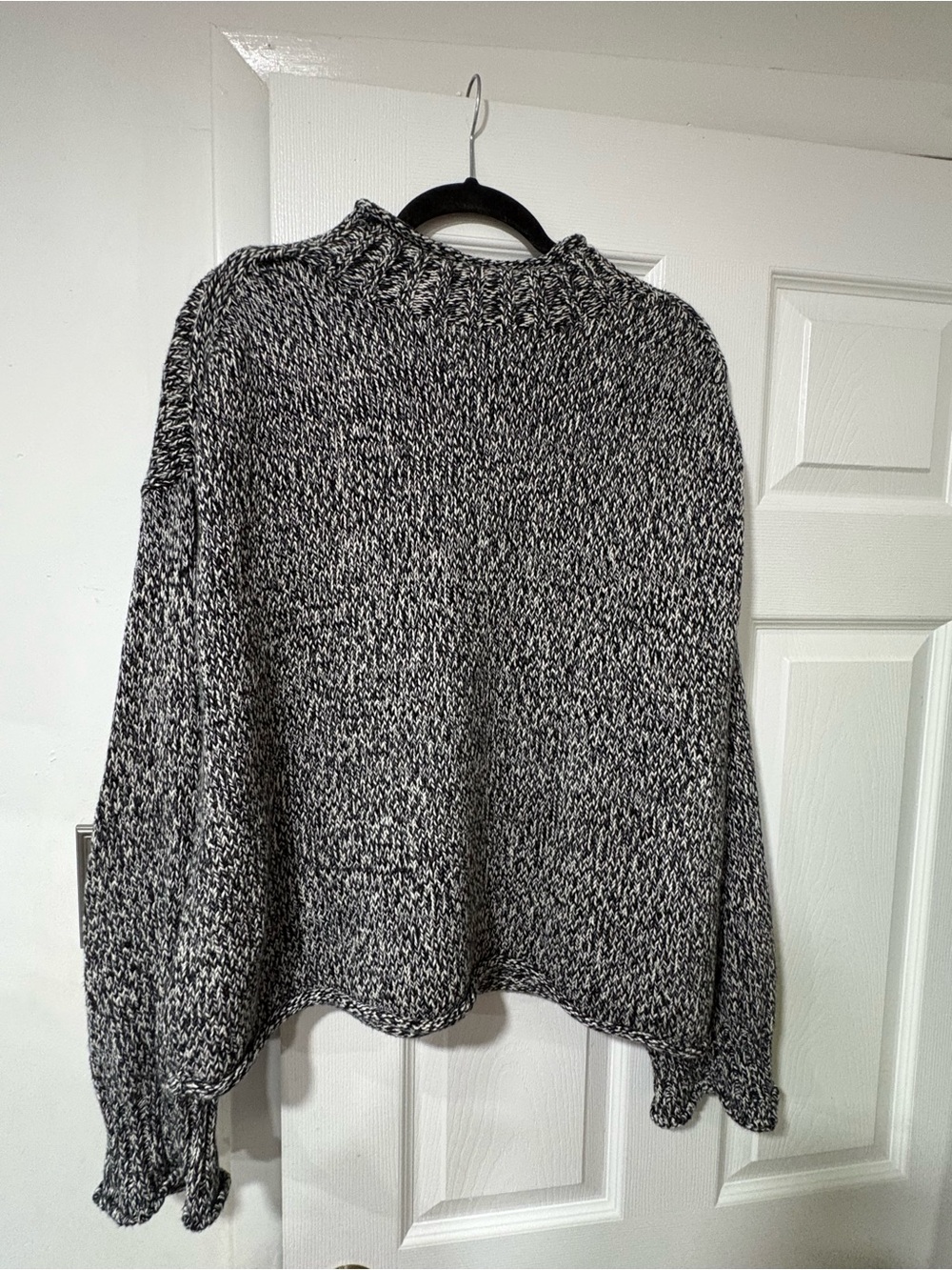 J. Crew Marled Black and White Turtleneck Sweater